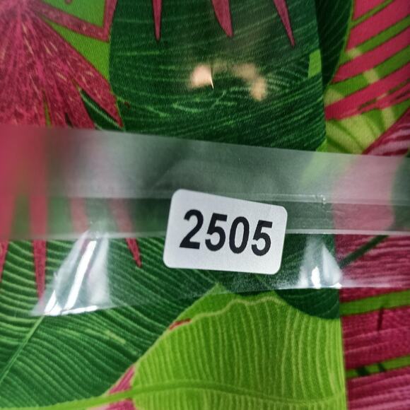 Palms Away Dress Womens Large Pink Green Tropical Palm Long Sleeve Resort - Picture 10 of 10